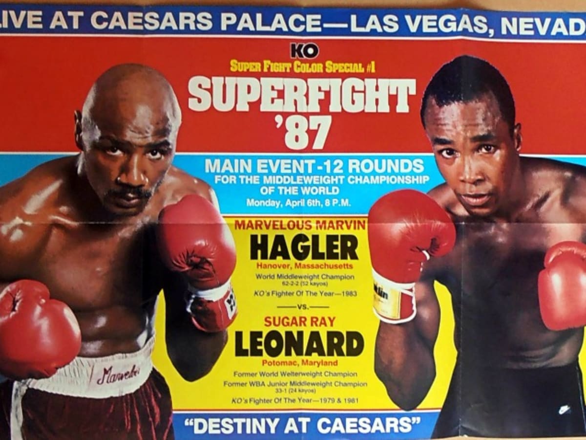 Original Closed Circuit Boxing Poster MARVIN HAGLER vs SUGAR RAY LEONARD 