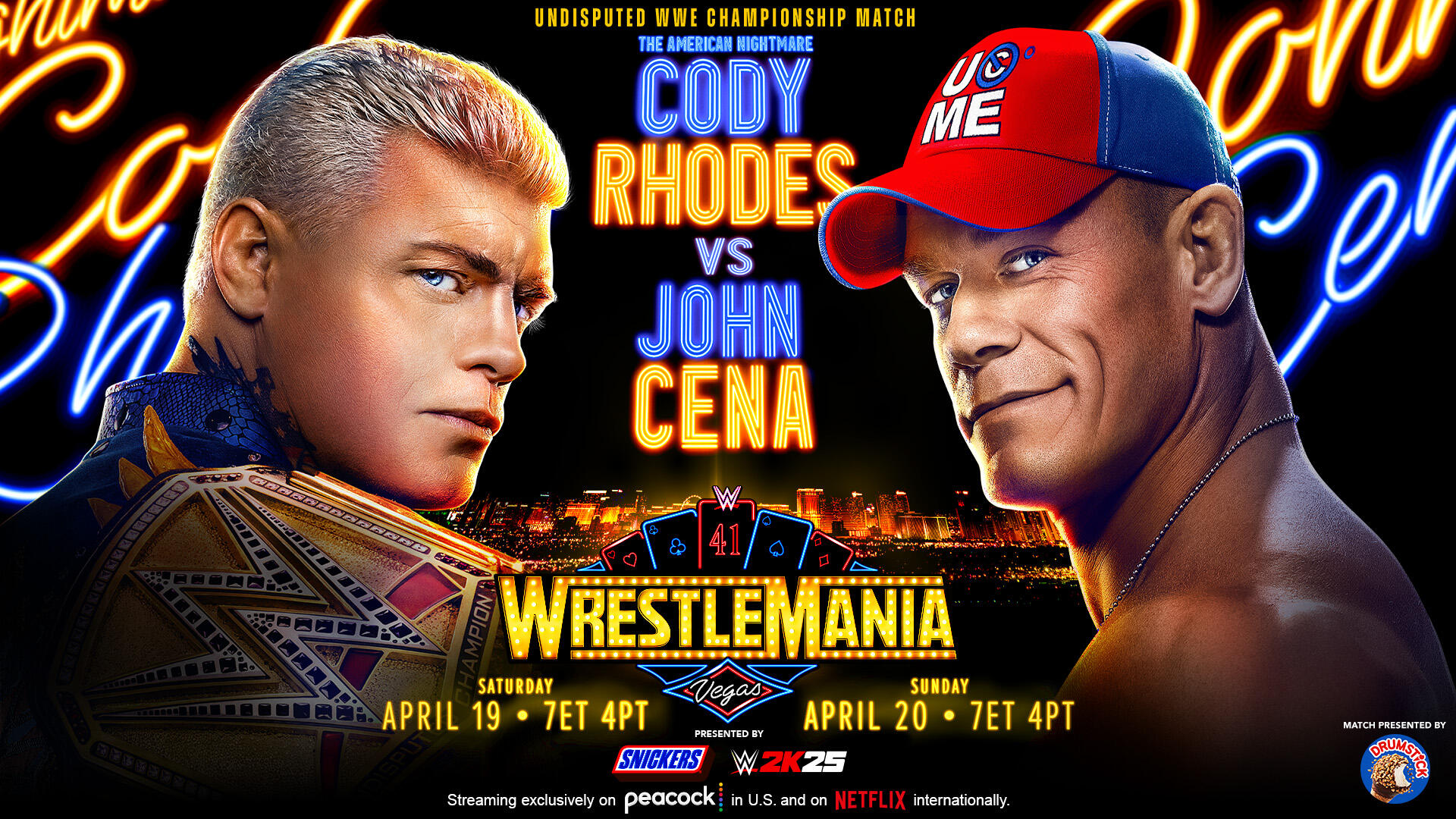 WWE WrestleMania 41 poster for Cody Rhodes vs John Cena