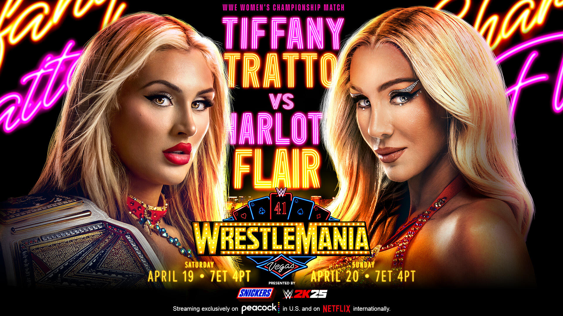 WWE WrestleMania 41 Global Start Times Tiffany Stratton vs Charlotte Flair