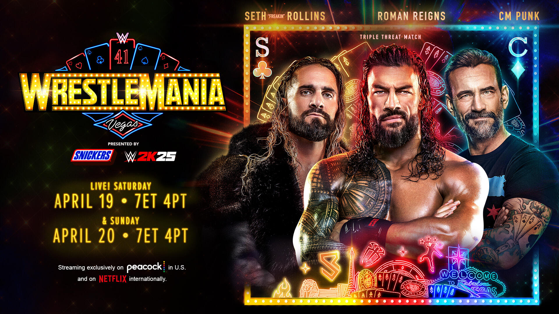 WWE WrestleMania 41 Saturday Live Stream Roman Reigns Seth Rollins CM Punk