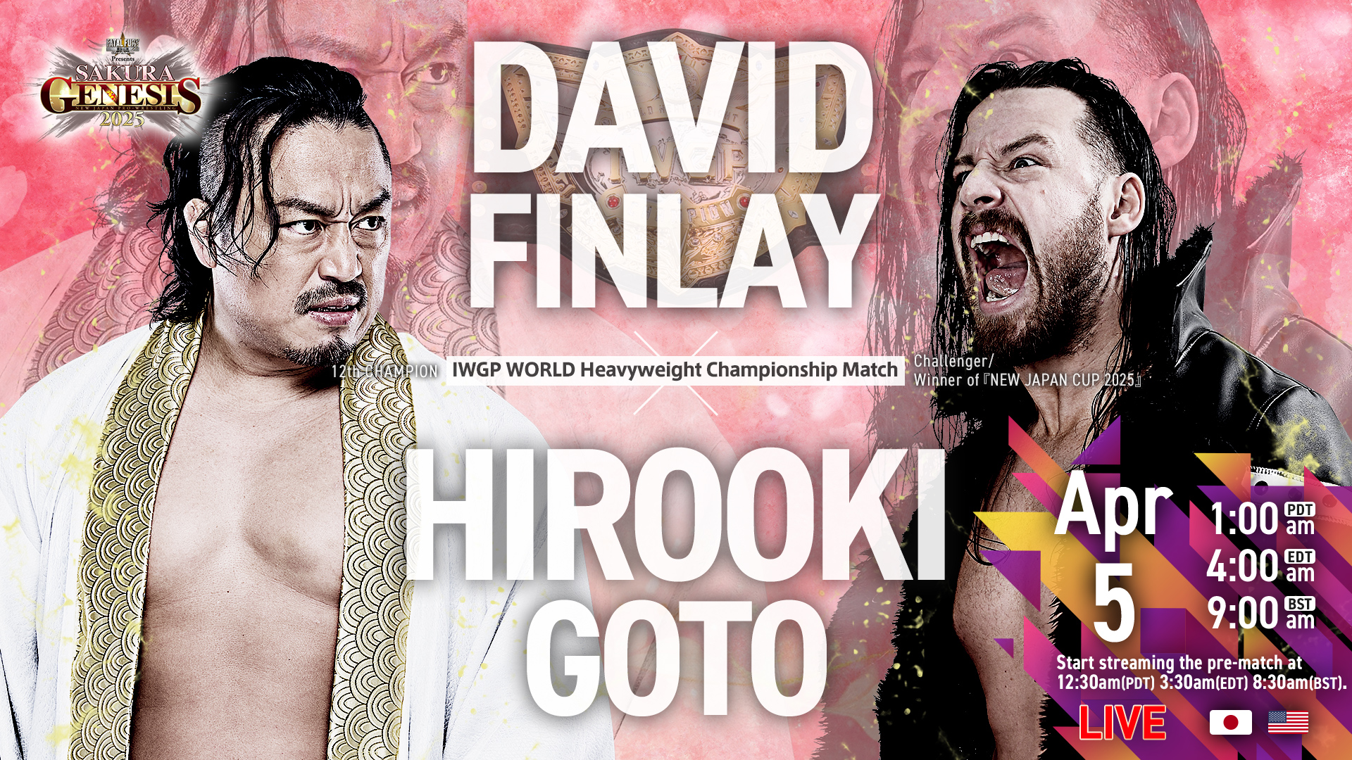 NJPW Sakura Genesis live results: Goto vs. Finlay IWGP title match