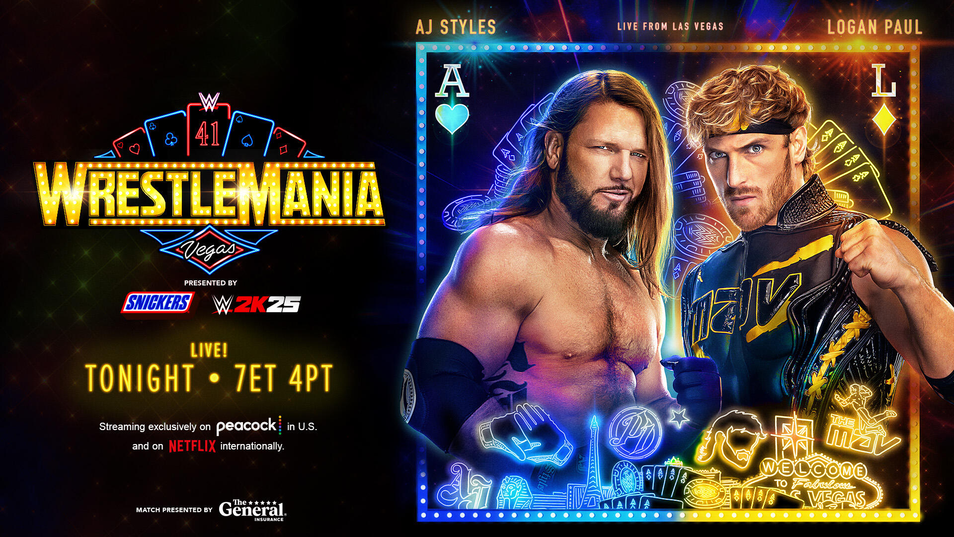 WWE WrestleMania 41 poster AJ Styles vs Logan Paul