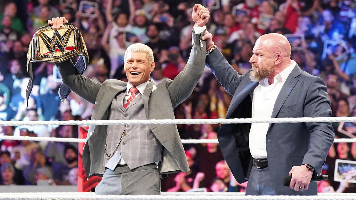 Cody Rhodes with Triple H on WWE RAW April 8, 2024