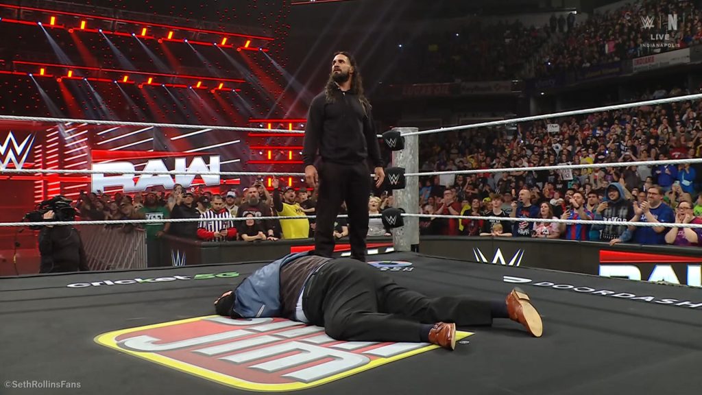 Seth Rollins attacks Paul Heyman on WWE Raw