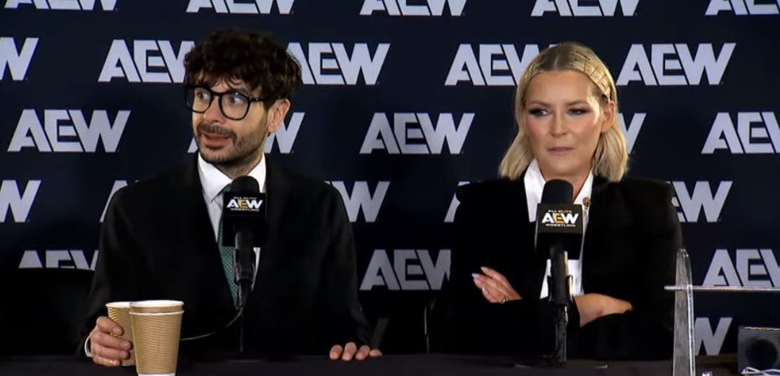 Tony Khan speaks to the media following AEW Dynasty 2026.