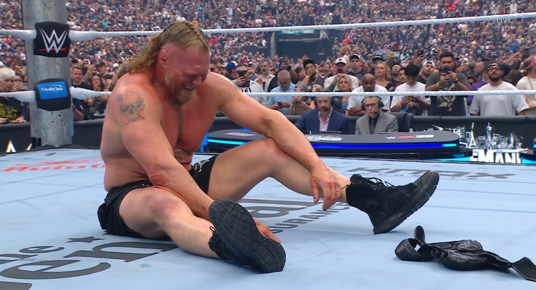 Brock Lesnar places boots in ring following WWE WrestleMania 42 loss