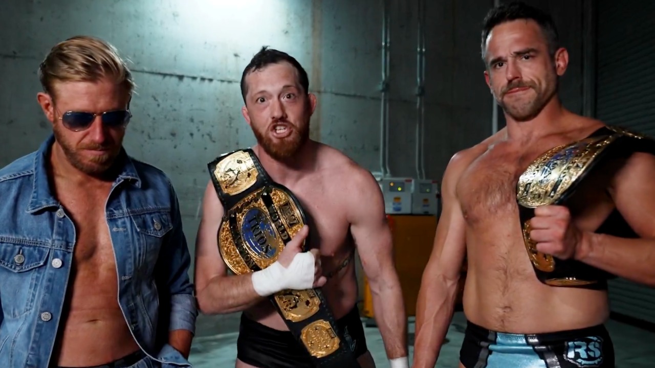 Kyle O'Reilly. Roderick Strong, and Orange Cassidy at AEW Dynasty