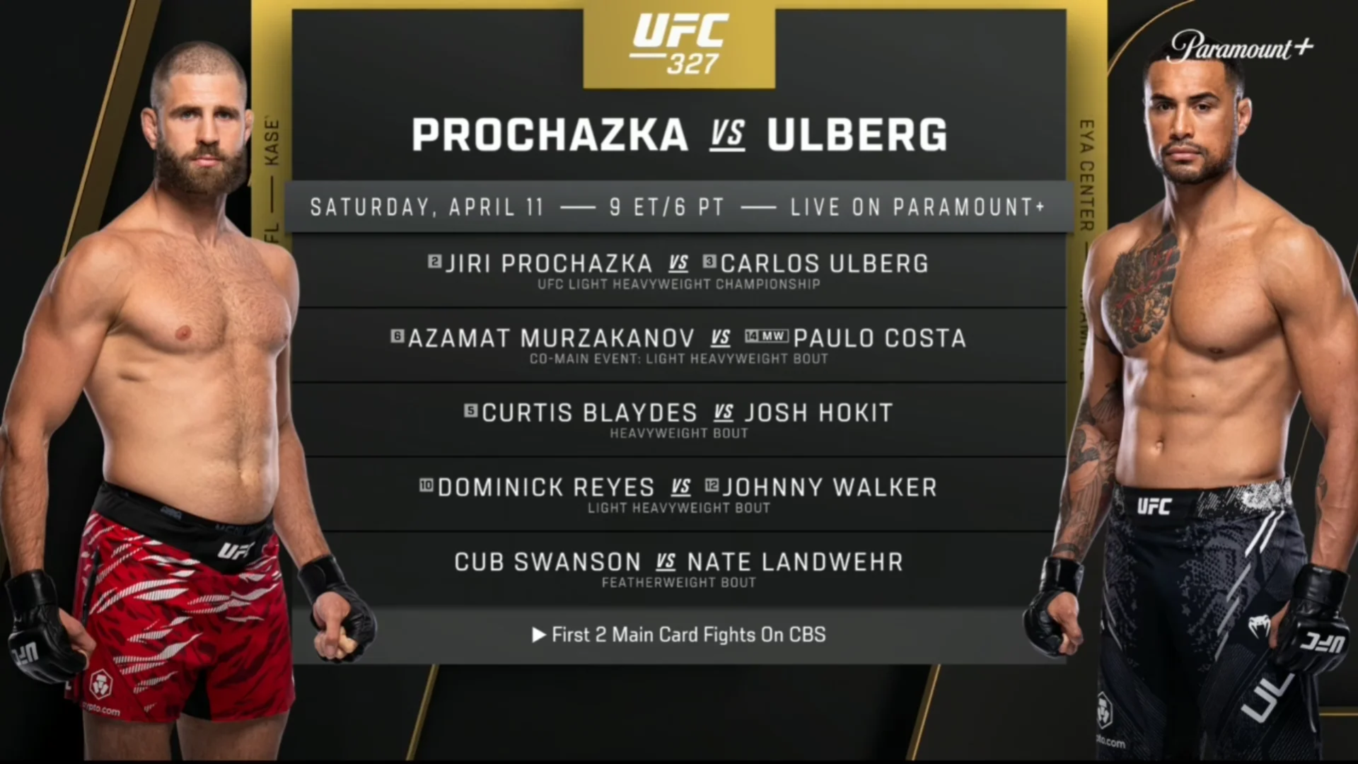 UFC 327 Prochazka vs Ulberg Fight Card