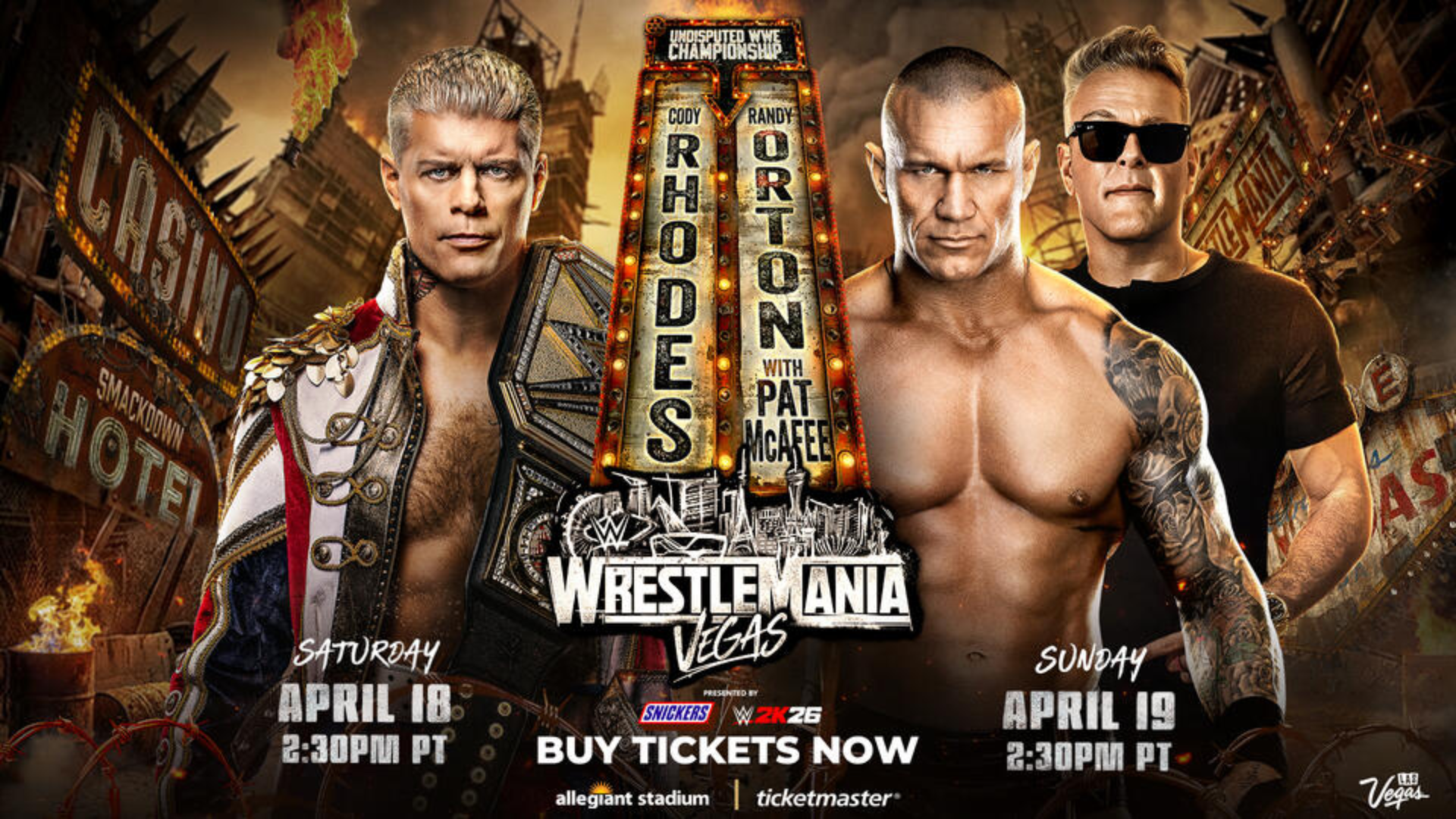 WWE WrestleMania 42 Cody Rhodes vs Randy Orton Pat McAfee