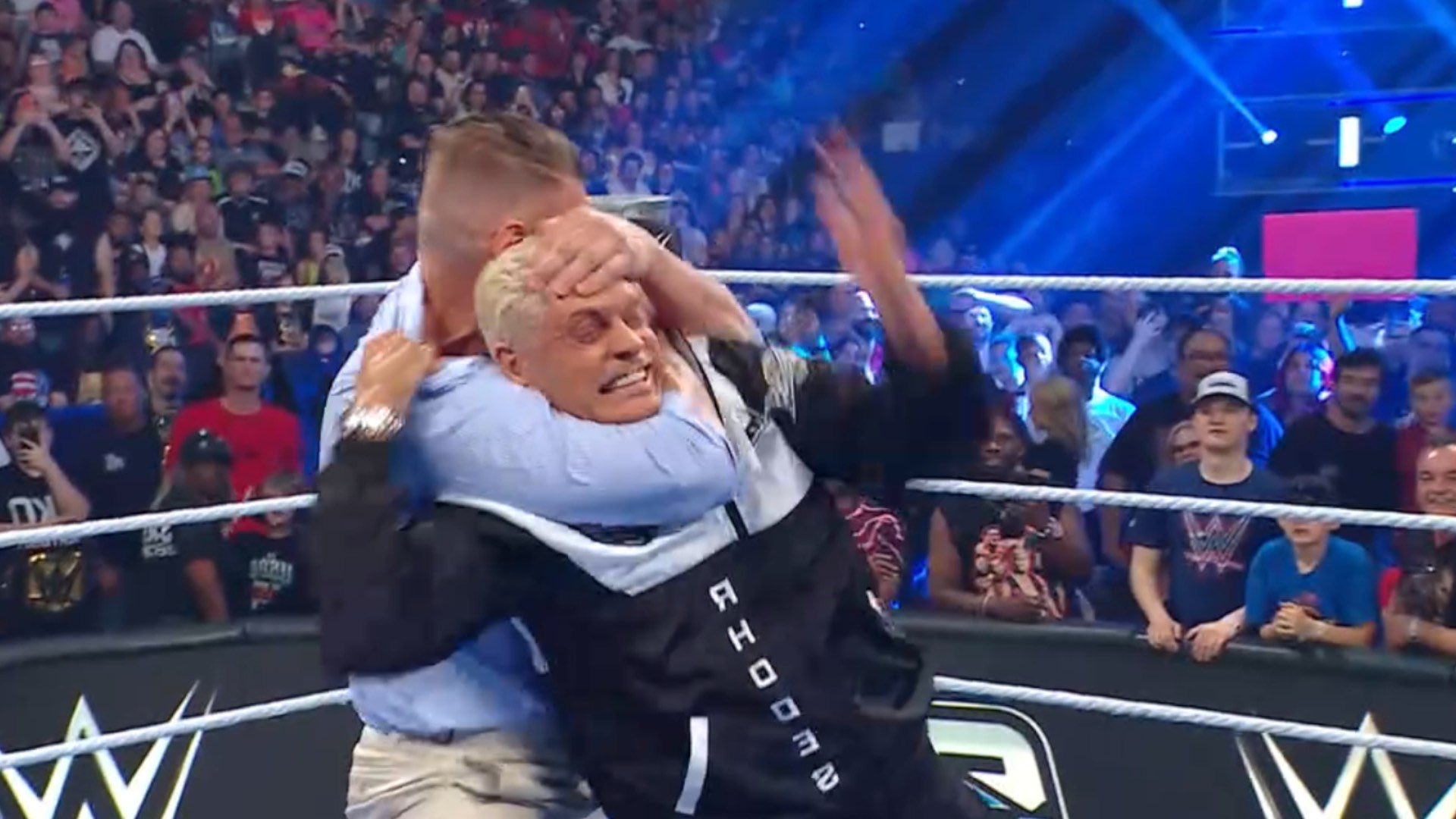 Gunther attempts to choke out Cody Rhodes