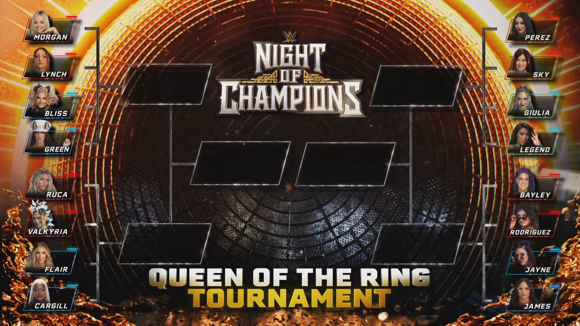 Brackets for the Queen of the Ring tournament