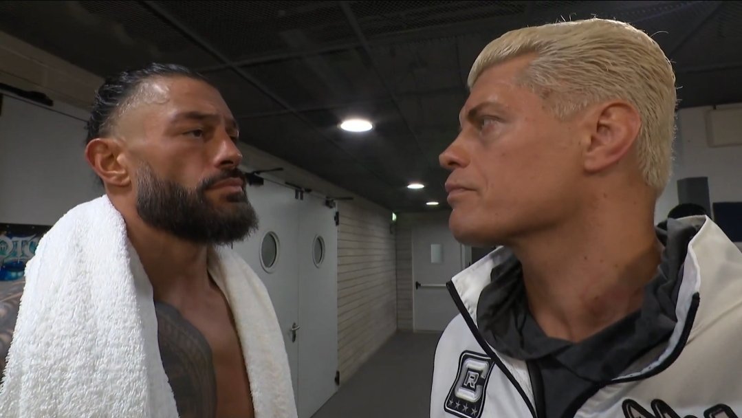Roman Reigns & Cody Rhodes meet after Clash in Italy