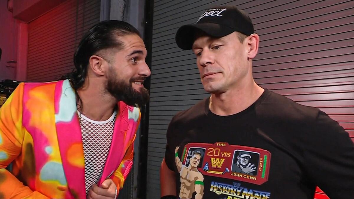 John Cena and Seth Rollins on WWE RAW