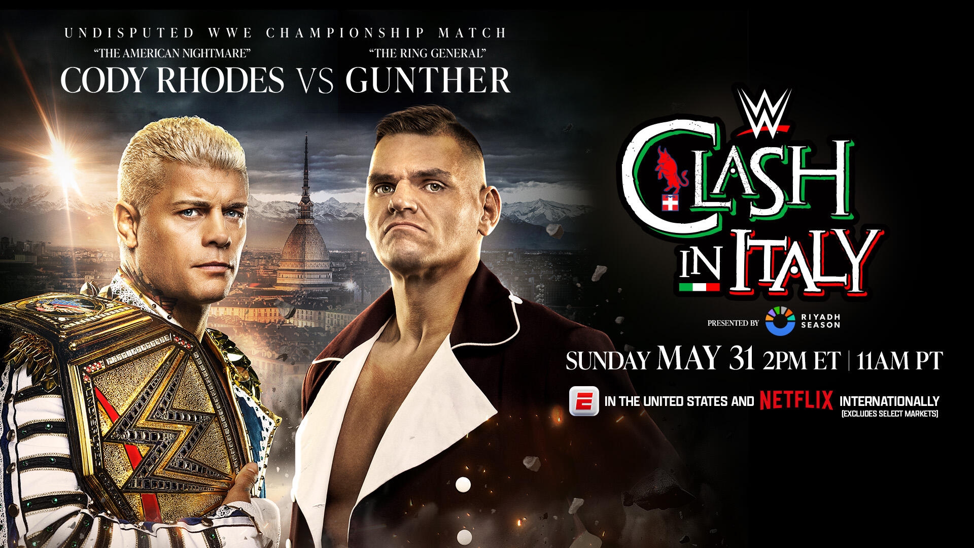 WWE Clash in Italy 2026 Cody Rhodes vs Gunther