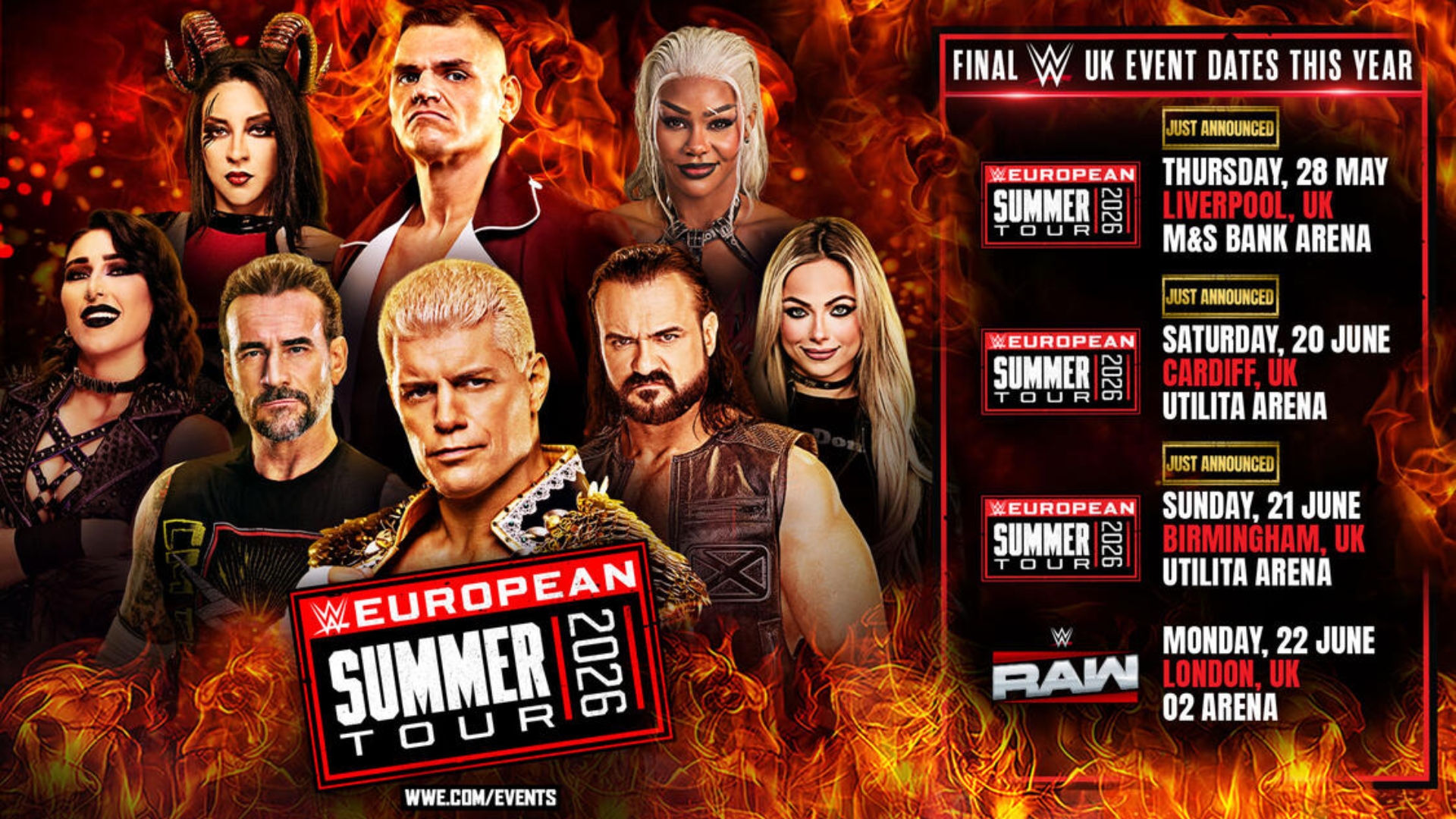 WWE European Summer Tour 2026 Poster