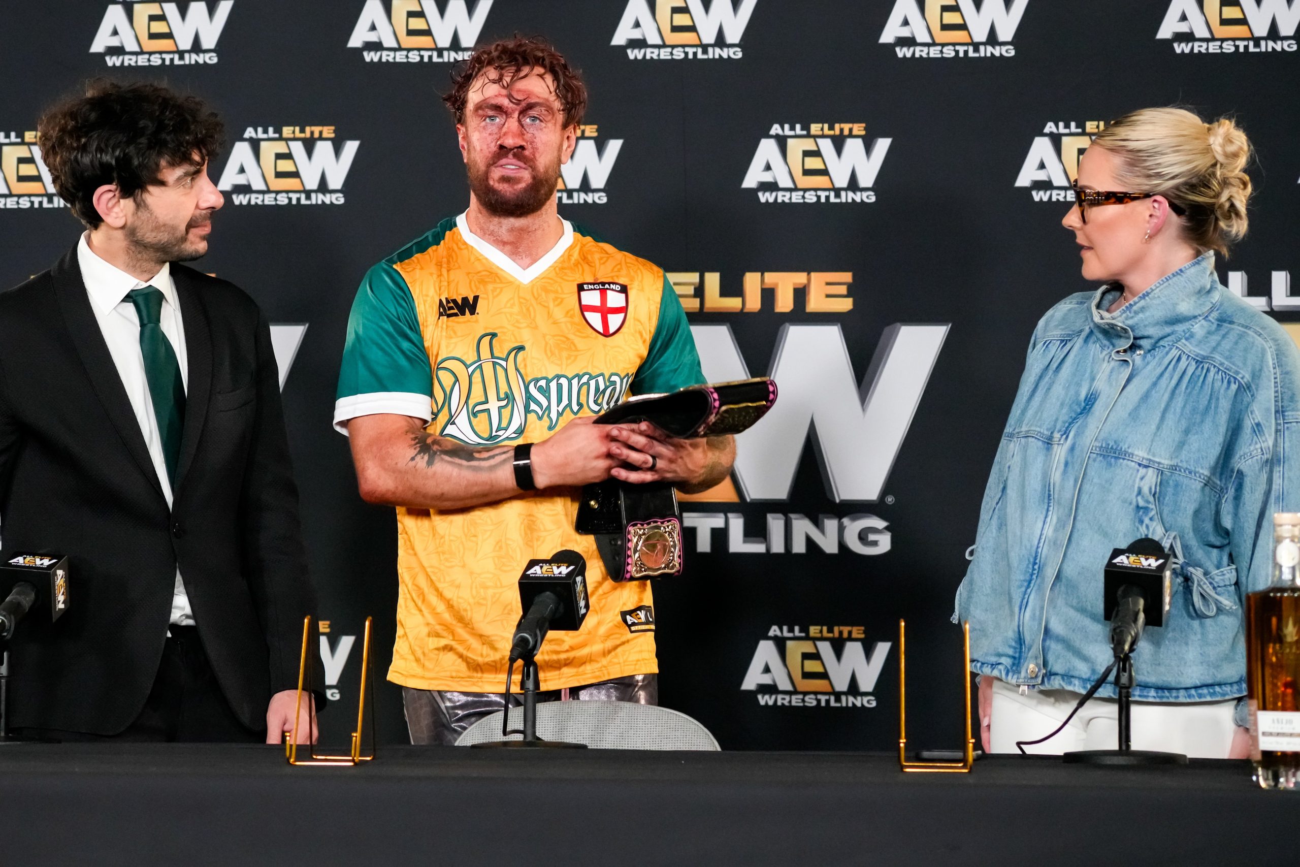 Will Ospreay, Tony Khan and Renee Paquette | AEW