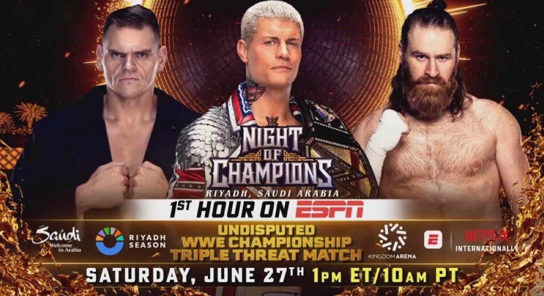 Three-way title match set for Night of Champions