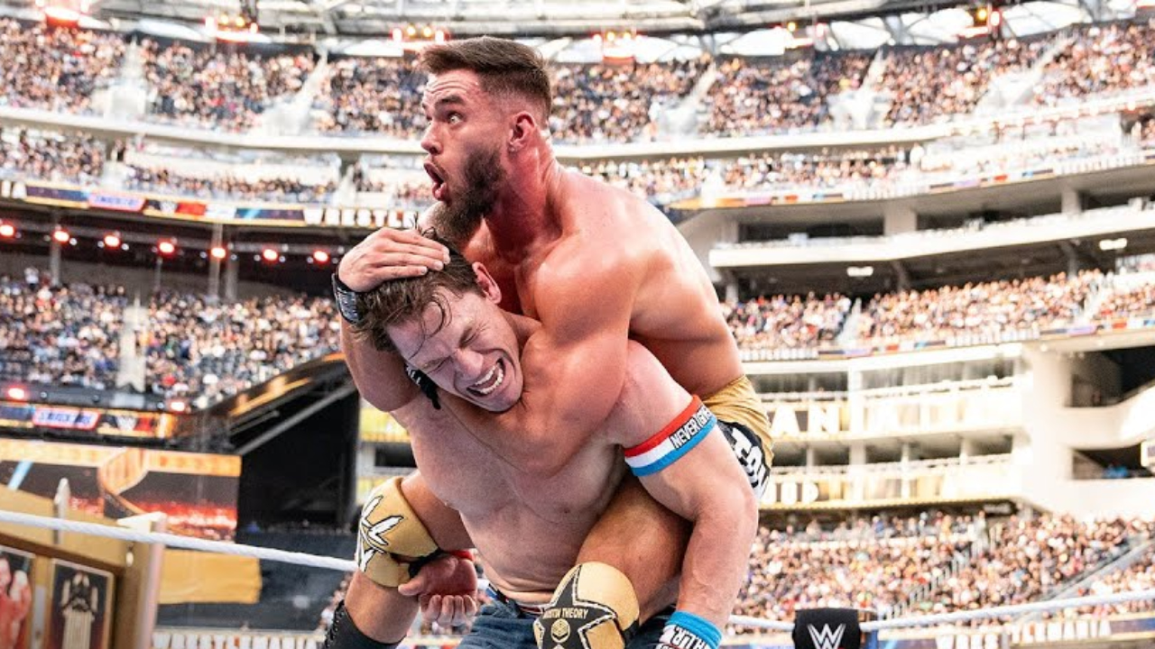 John Cena and Austin Theory at WWE WrestleMania 39
