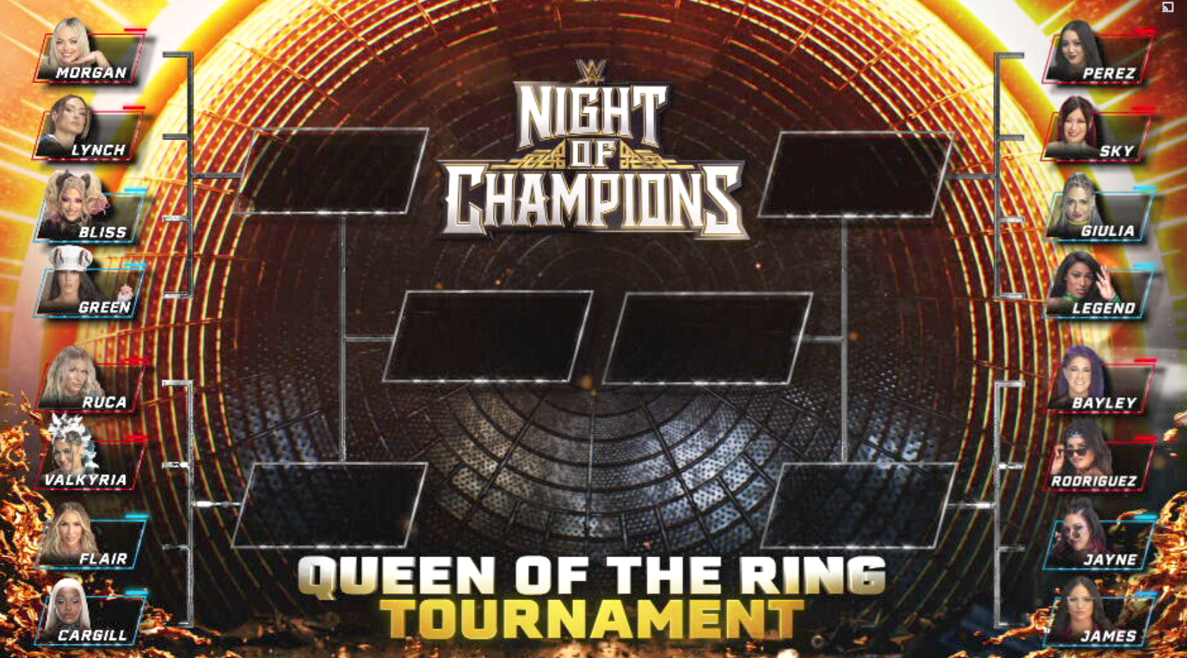 Bracket for WWE Queen of the Ring 2026 tournament.