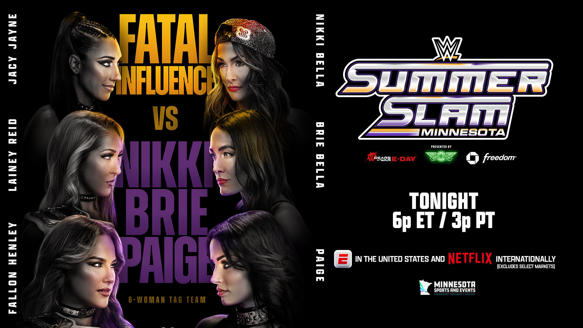 Six-woman tag match at WWE SummerSlam