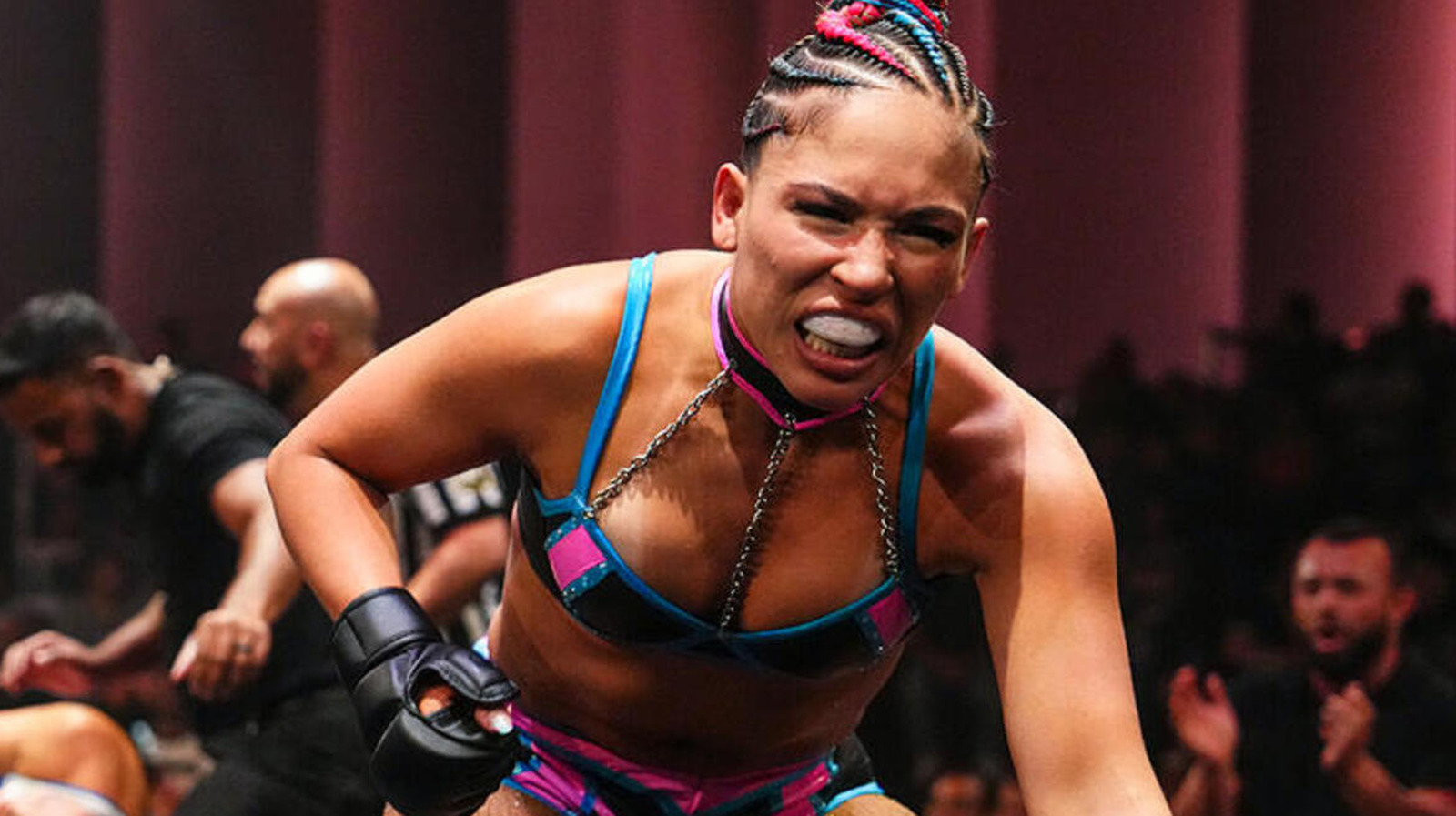 Lola Vice greeted by Damian Priest following WWE NXT Underground match